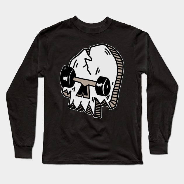 Broken Skateboard Wheels Skull Skateboarding Gift Long Sleeve T-Shirt by Mesyo